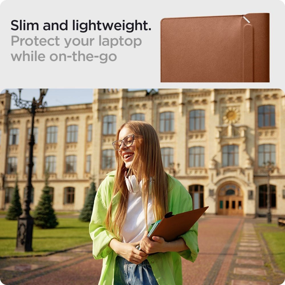 Spigen Valentinus Sleeve i Konstläder för MacBook / Laptop 15-16" (40 x 28 x 2 cm) - Classic Brown