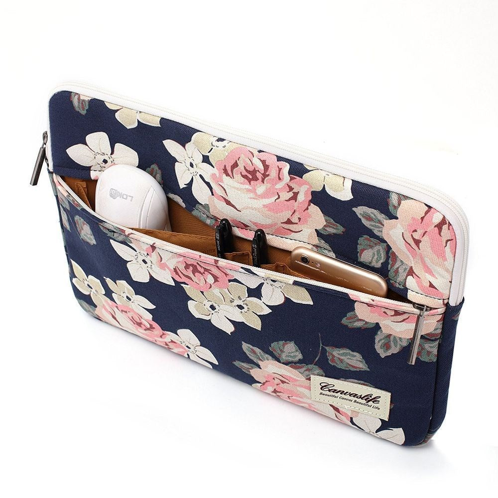 MacBook 15" / Laptop 15.6" Canvaslife Sleeve (37.5 x 26.5 cm) - Navy Rose