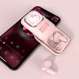 Hello Kitty OTL True Wireless In-Ear Headset med Uppskjutbart Laddningsfodral - Rosa