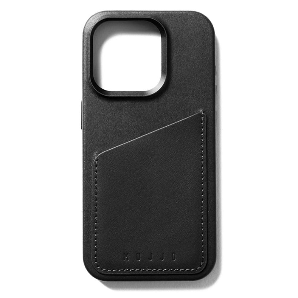 Mujjo iPhone 15 Pro Leather Wallet Skal - MagSafe Kompatibel - Svart