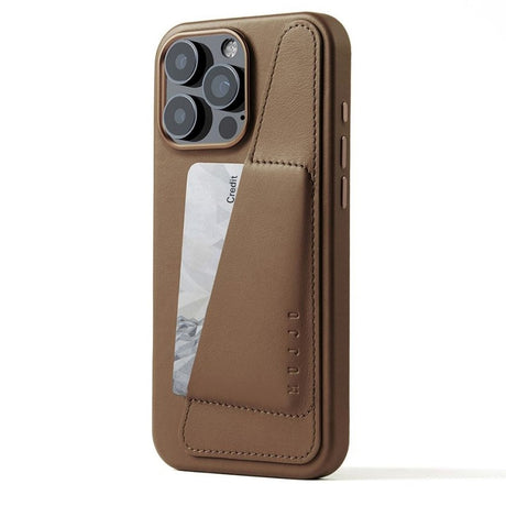 Mujjo iPhone 16 Pro Max Leather Wallet Skal - MagSafe Kompatibel - Brun