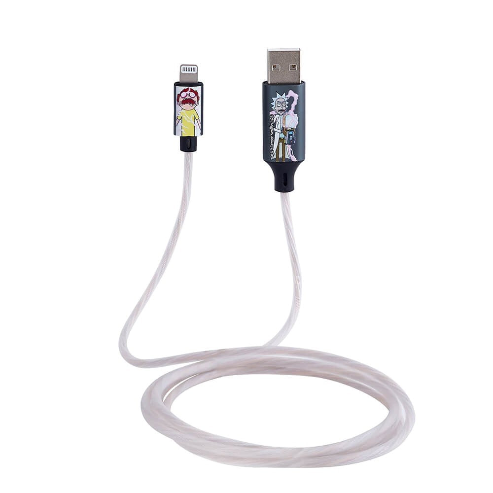 Rick & Morty Light Up 10W USB-A till Lightning Kabel 1,2 Meter - Svart / Multi