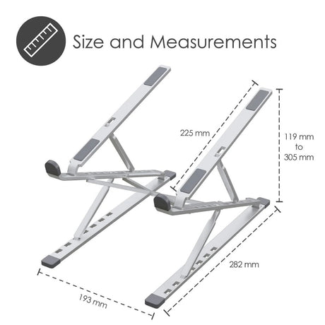 Desire2 Bärbart Laptopställ - Mått: 10-15,6" - Silver