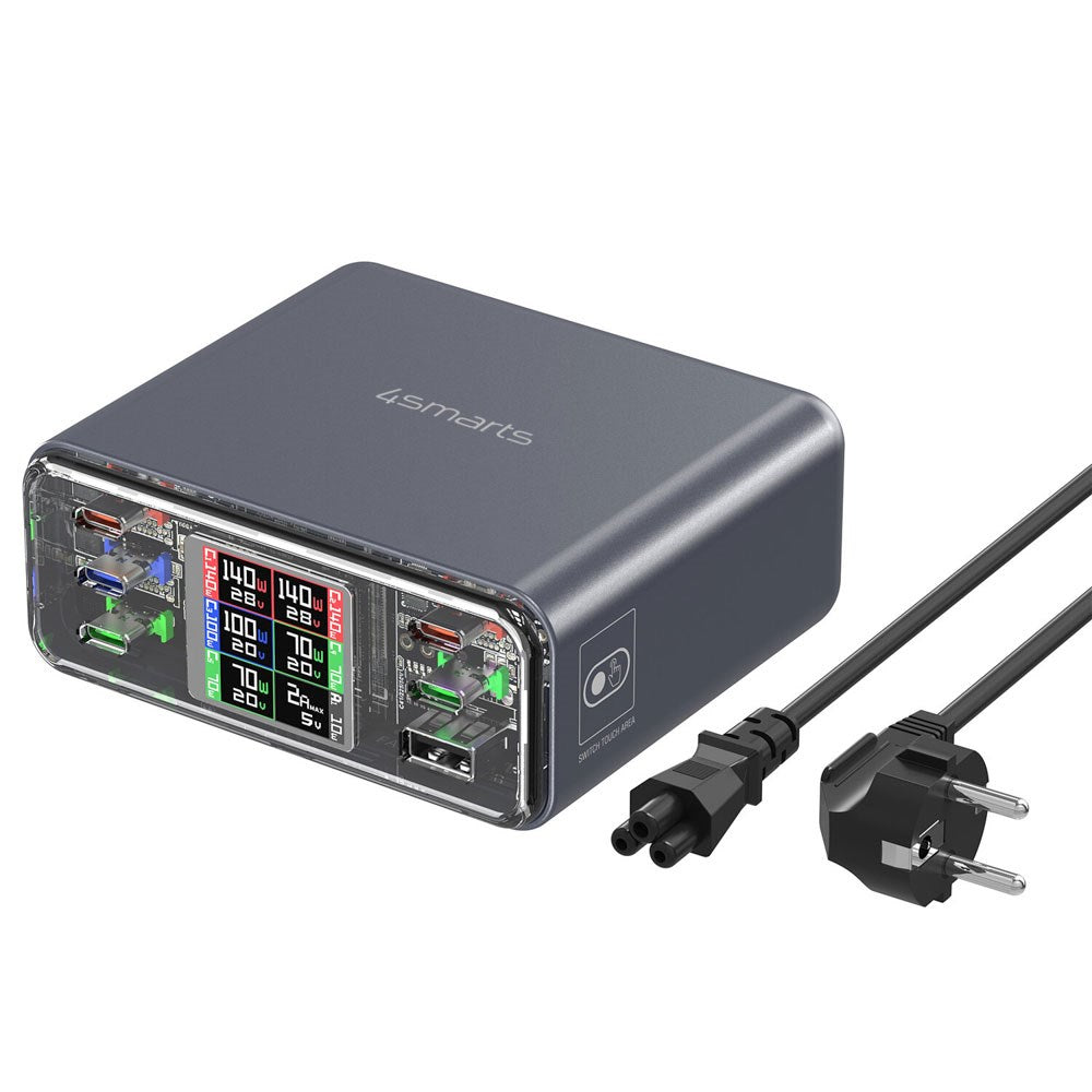 4smarts Lucid GaN DIY Bordladdare - 360W / 5x USB-C & 1x USB-A - Grå