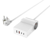 4smarts 6-i-1 GaN 65W Grenuttag m. 2x AC / 2x USB-C / 2x USB-A – Vit