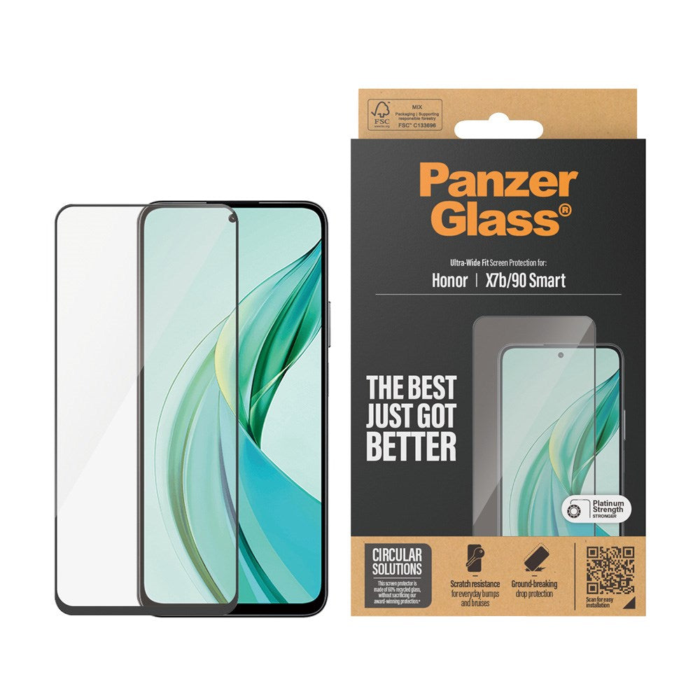 Honor X7b / 90 Smart - PanzerGlass Ultra-Wide Fit Skärmskyddsglas - Transparent
