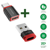 4smarts USB-C till USB-A / USB-C Data Blocker Adapter Set - 2 st - Svart