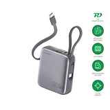 4smarts Pocket Dual Cord 22.5W PowerBank m. Inbyggd USB-C Kabel - 10.000 mAh - Space Grey