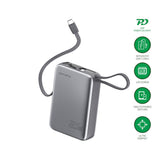4smarts Pocket Dual Cord 22.5W PowerBank m. Inbyggd USB-C Kabel - 20.000 mAh - Space Grey