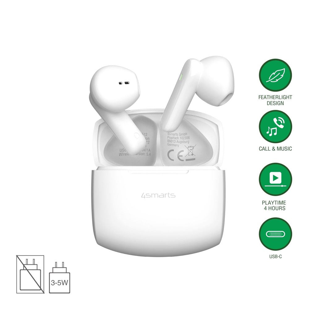 4smarts True Wireless SkyBuds Air Hörlurar - In-Ear - Vit