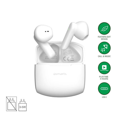 4smarts True Wireless SkyBuds Air Hörlurar - In-Ear - Vit