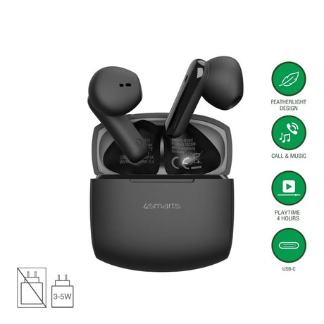 4smarts True Wireless SkyBuds Air Hörlurar - In-Ear - Svart