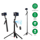 4smarts 360 AI Tripod Selfie Stick m. Ansiktsspårning & Fjärrkontroll - Svart