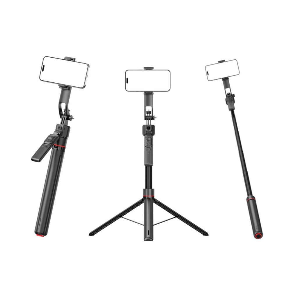 4smarts 360 AI Tripod Selfie Stick m. Ansiktsspårning & Fjärrkontroll - Svart