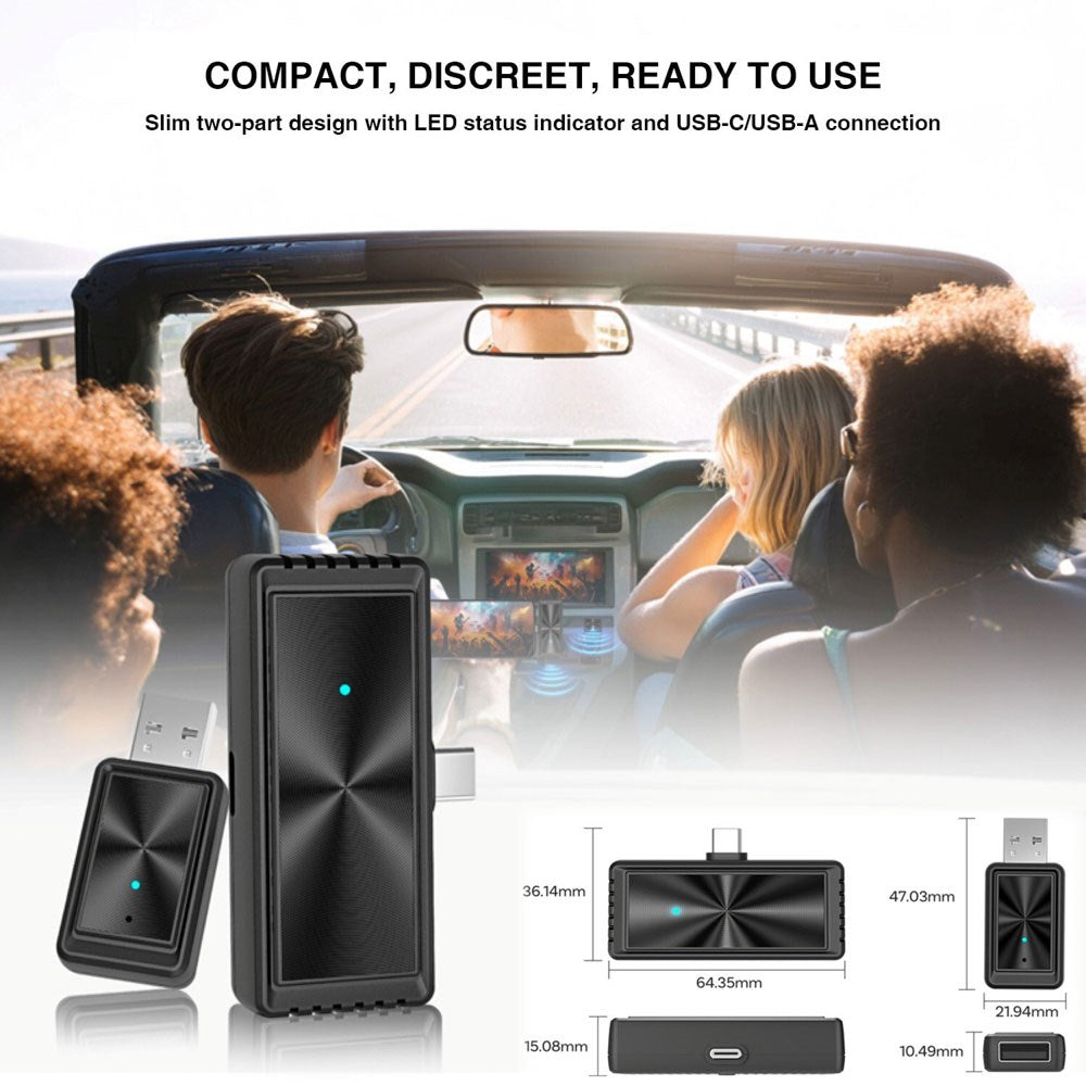 4Smarts Trådlös Adapter m. Skärmspegling för Apple CarPlay & Android Auto - Svart
