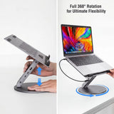4smarts ErgoPro 360 graders laptop-/surfplatta-stativ med 6-i-1 USB-C-docka - Grå