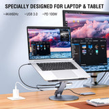 4smarts ErgoPro 360 graders laptop-/surfplatta-stativ med 6-i-1 USB-C-docka - Grå