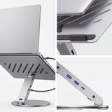 4smarts ErgoPro 360 graders laptop-/surfplatta-stativ med 6-i-1 USB-C-docka - Grå
