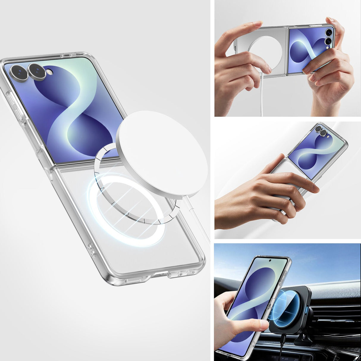 Samsung Galaxy Z Flip8 4Smarts 360° Protection Set m. Skal & Skärmskyddsglas - Genomskinlig