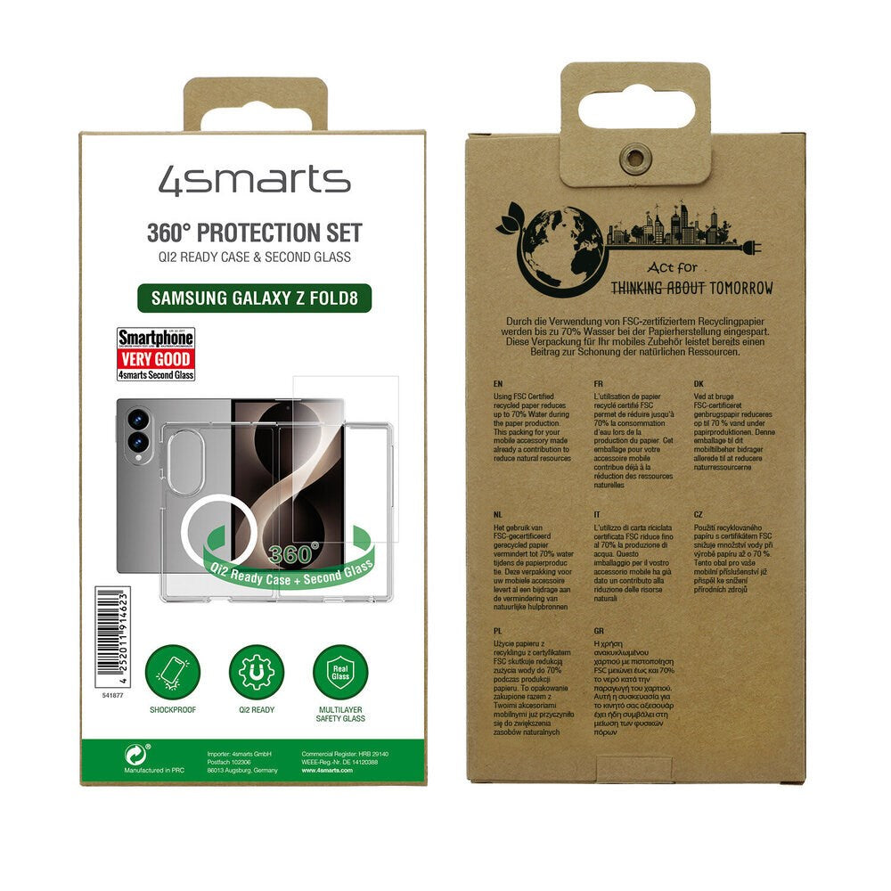 Samsung Galaxy Z Fold8 4Smarts 360° Protection Set m. Skal & Skärmskyddsglas - Genomskinlig
