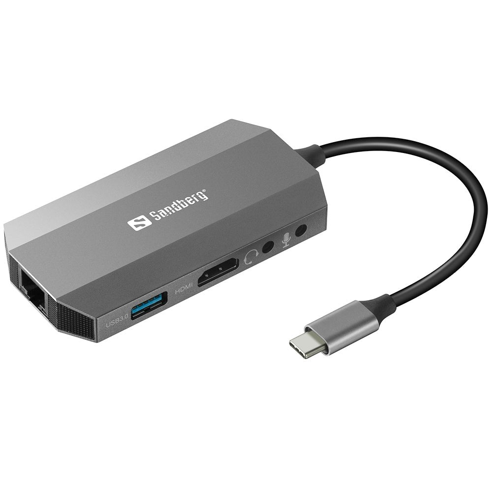 Sandberg USB-C 6-i-1 Multi Adapter - Grå