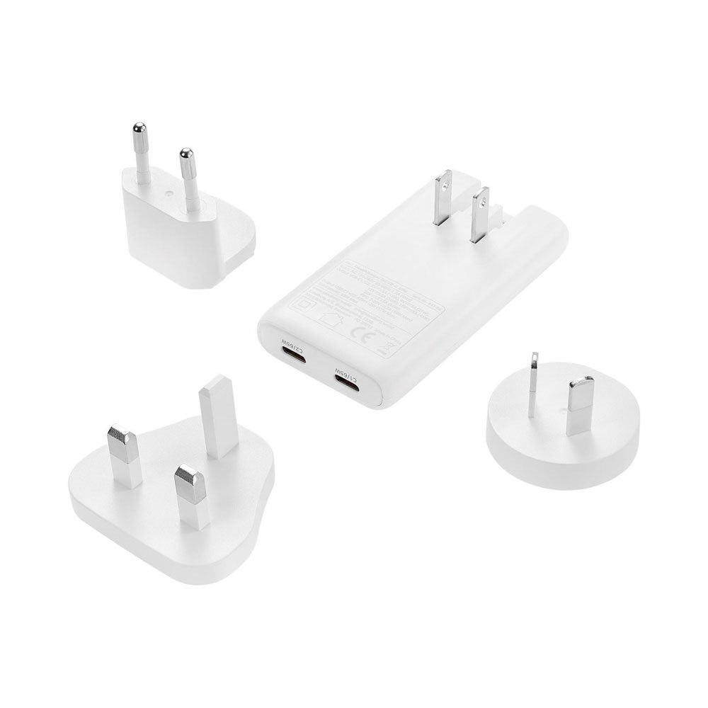 Sandberg 4-i-1 65W Reseladdare m. 2x USB-C – EU / UK / AUS - Vit