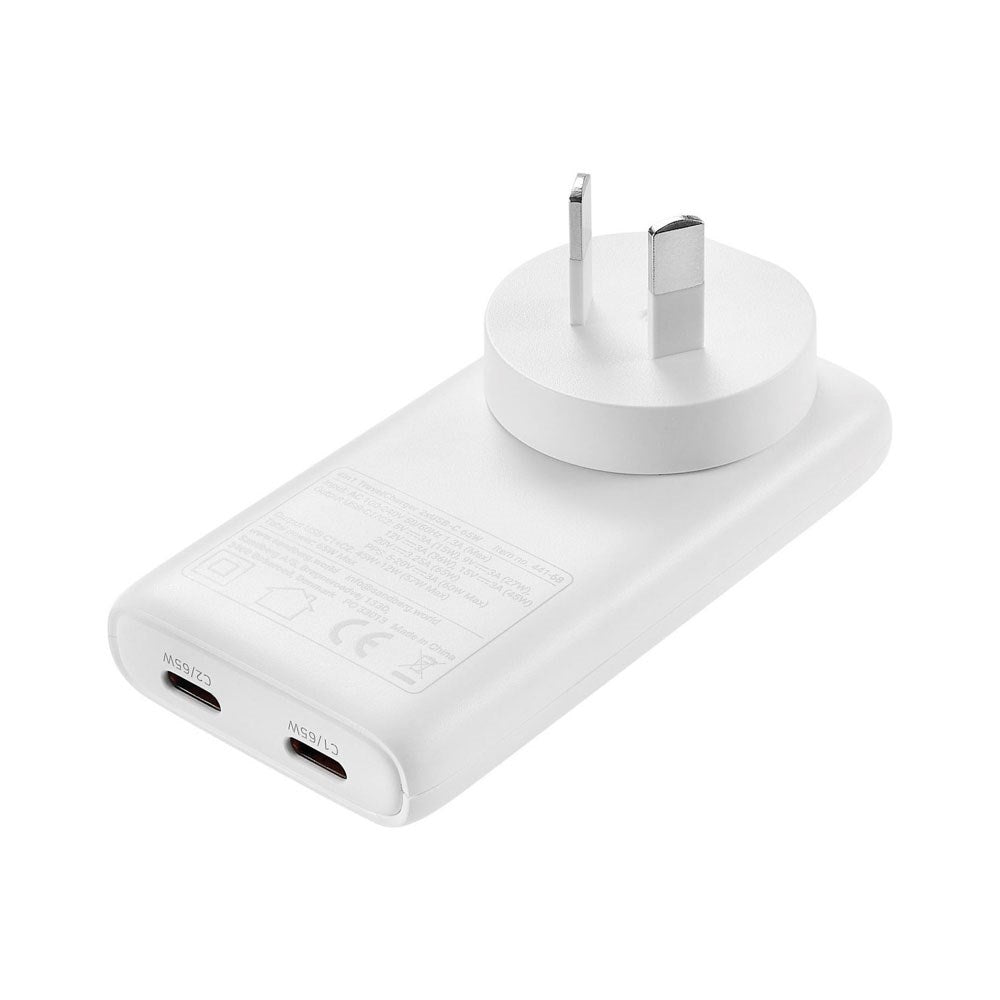 Sandberg 4-i-1 65W Reseladdare m. 2x USB-C – EU / UK / AUS - Vit