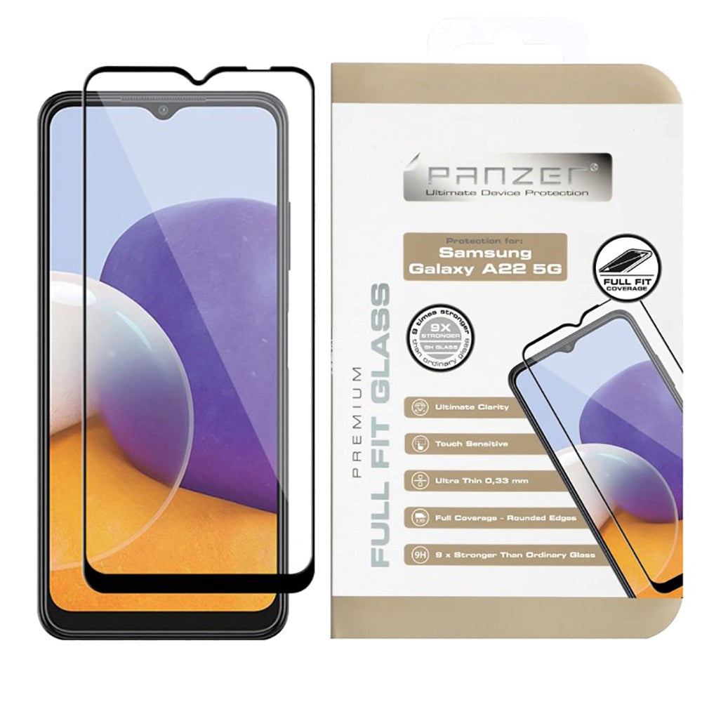 Samsung Galaxy A22 (5G) PANZER Premium Full -Fit Glass - Black Frame