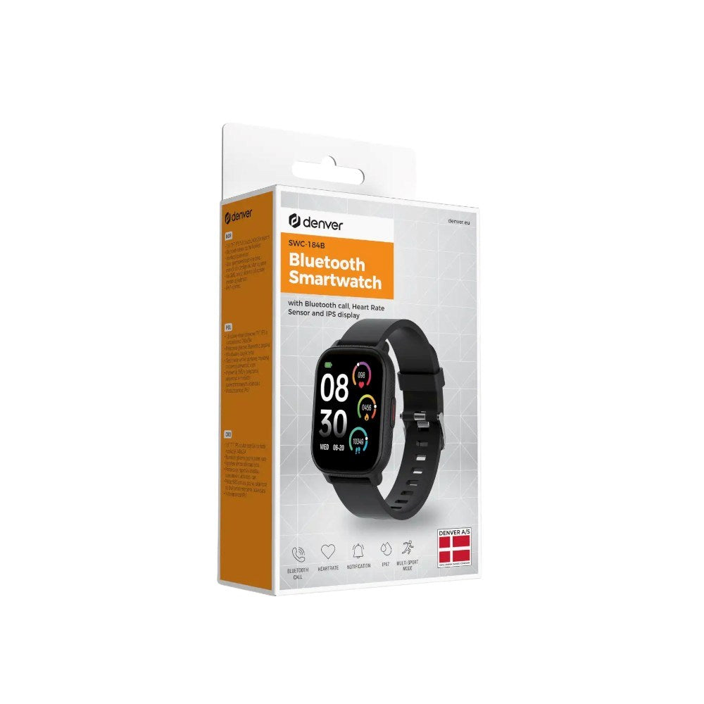 Denver SWC-184 Bluetooth Smartklocka med Hälsospårning - Svart