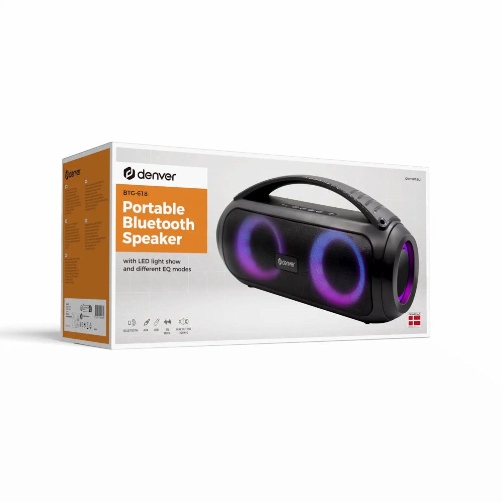 Denver BTG-618 Bluetooth Högtalare med Färgglad LED-Lampa - Svart