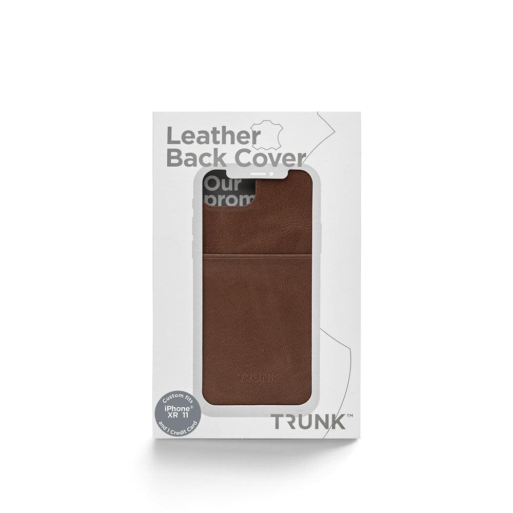 Trunk iPhone 11 / XR Äkta Läder Skal med Kortficka - Brun