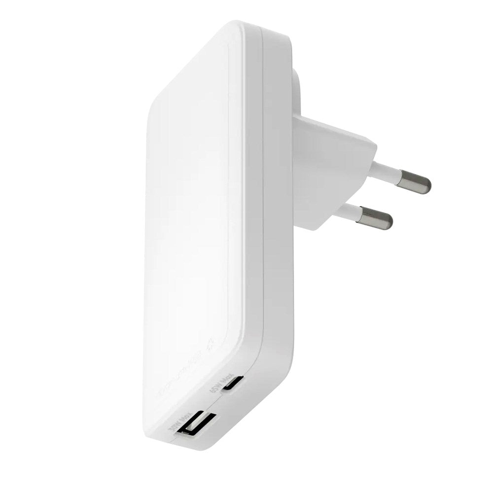 dbramante1928 Slim Väggladdare m. 1x USB-C 65W & 1x USB-A 30W - Vit