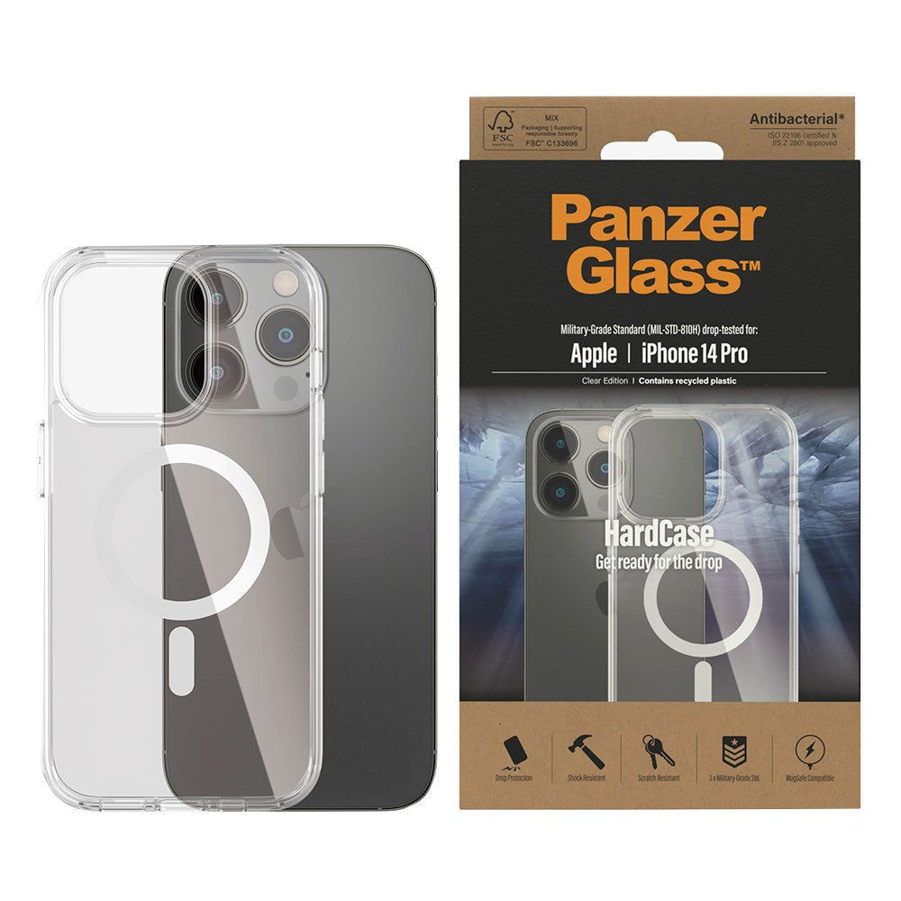 iPhone 14 Pro PanzerGlass HardCase Skal - Antibakteriellt - MagSafe-kompatibelt - Transparent