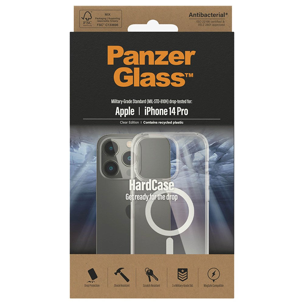 iPhone 14 Pro PanzerGlass HardCase Skal - Antibakteriellt - MagSafe-kompatibelt - Transparent