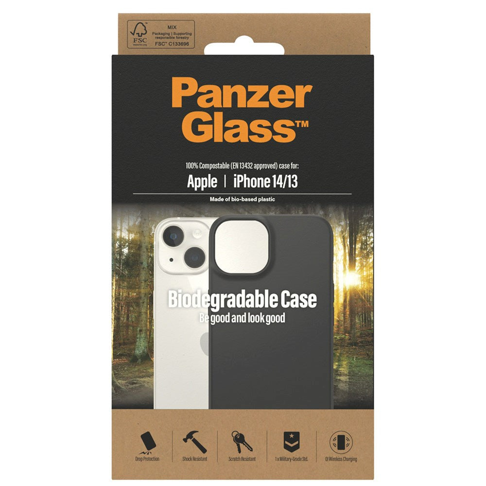 iPhone 14/13 PanzerGlass Biodegradable Case - Biologiskt Nedbrytbart Skal - 100% Växtbaserat - Svart