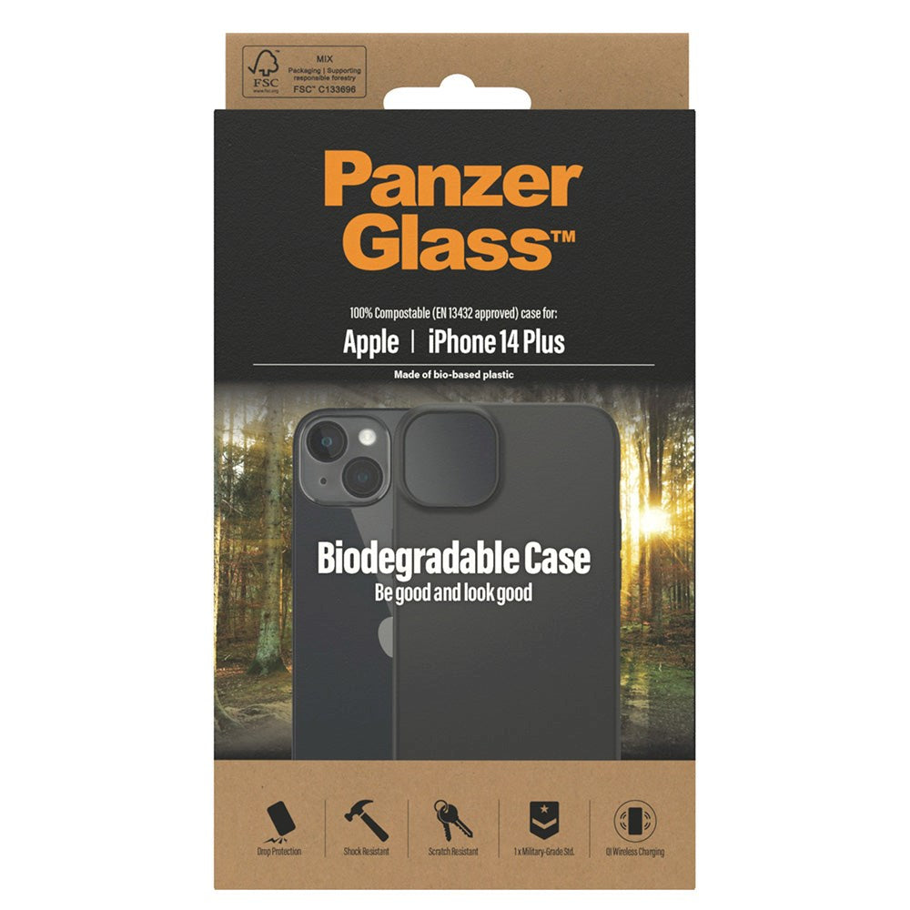 iPhone 14 Plus PanzerGlass Biodegradable Case - Biologiskt Nedbrytbart Skal - 100% Växtbaserat - Svart