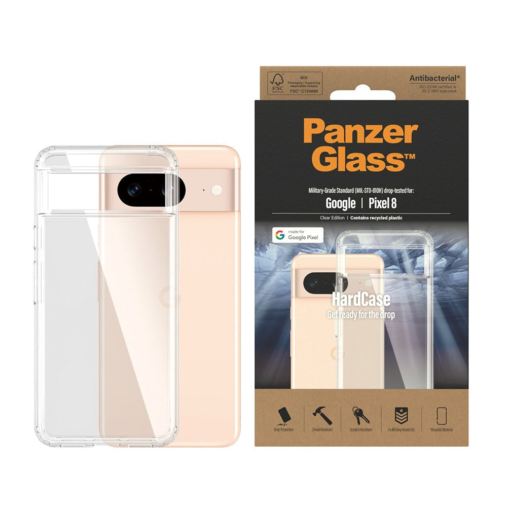 Google Pixel 8 PanzerGlass HardCase Skal Antibakteriellt - Transparent