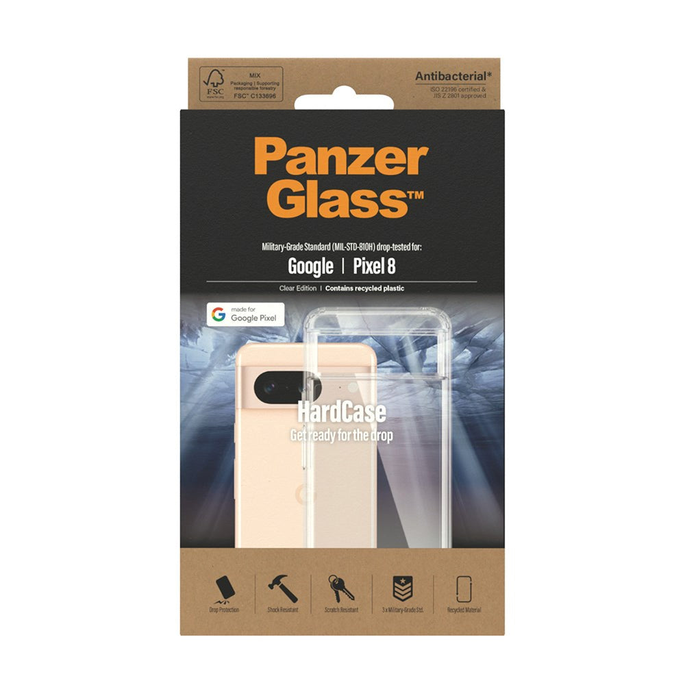 Google Pixel 8 PanzerGlass HardCase Skal Antibakteriellt - Transparent