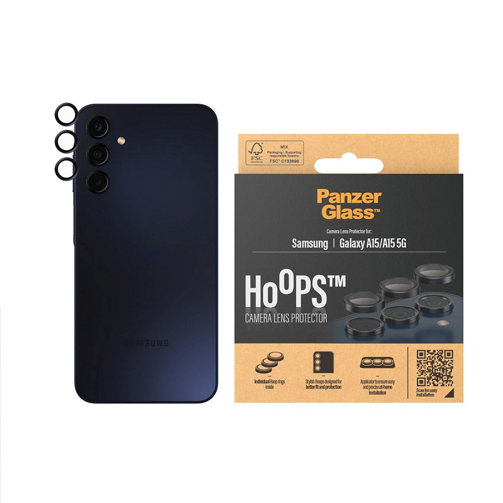 Samsung Galaxy A15 / A15 (5G) PanzerGlass Hoops - Kameraskydd - Transsparent / Svart