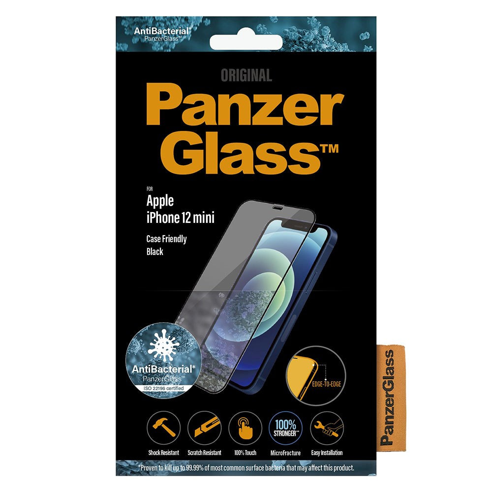 iPhone 12 Mini PanzerGlass Skärmskydd Edge-to-edge - Skalvänligt - Svart