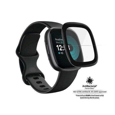 Fitbit Versa 4 / Versa 3 / Sense PanzerGlass Skärmskydd Härdat Glas - Svart Kant