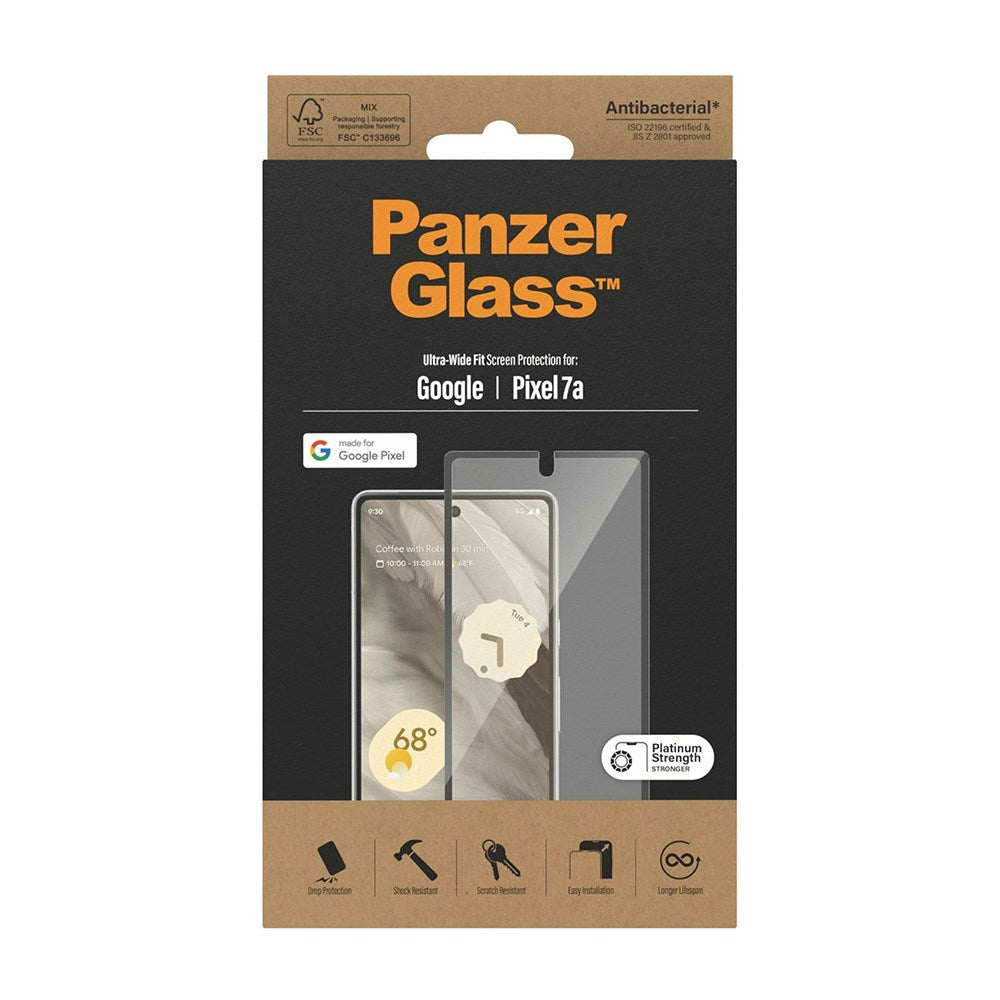 Google Pixel 7A PanzerGlass Ultra Wide Fit Skärmskyddsglas - Platinum Strength - Svart Kant