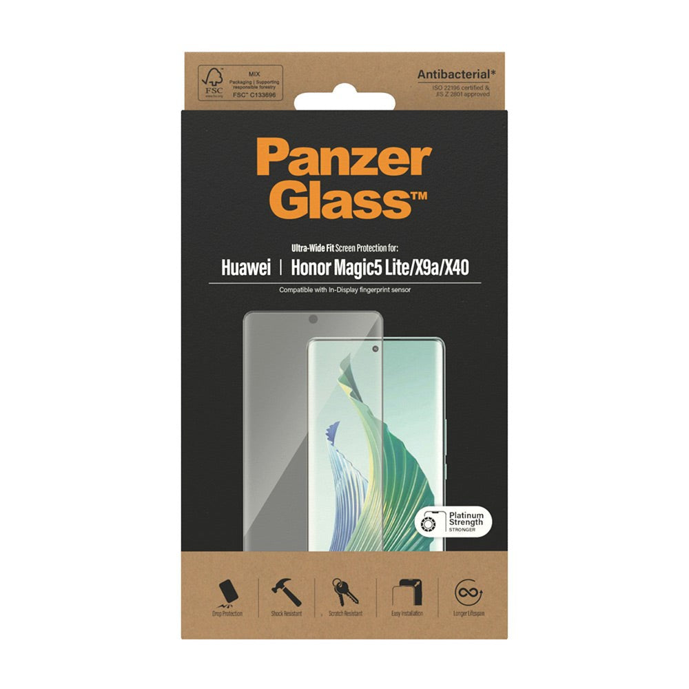 Honor Magic5 Lite PanzerGlass Ultra Wide Fit Skärmskyddsglas - Platinum Strength - Svart Kant