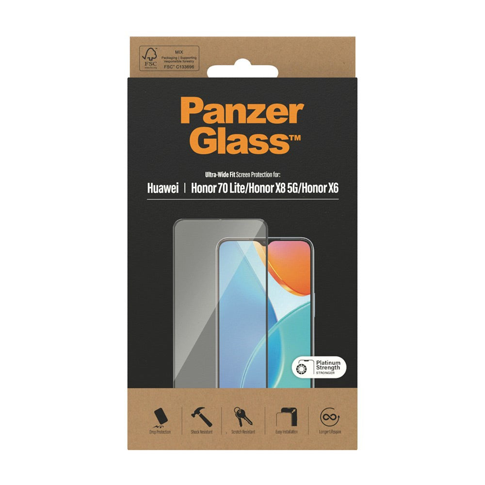 Honor 70 Lite PanzerGlass Ultra Wide Fit Skärmskyddsglas - Platinum Strength - Svart Kant