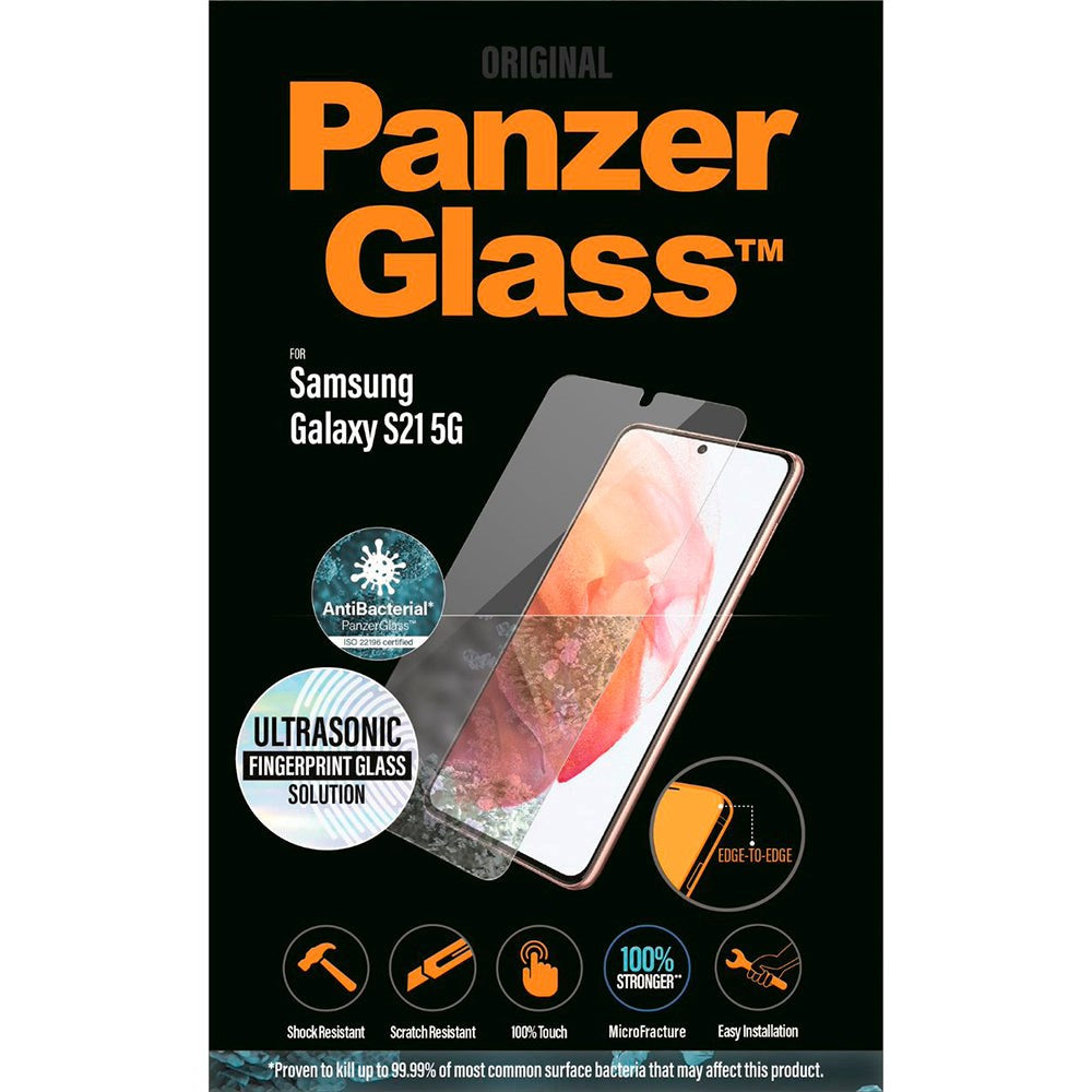 Samsung Galaxy S21 PanzerGlass Skärmskydd - Antibakteriellt - Edge-to-edge - Ultrasonic Fingerprint - Skalvänligt