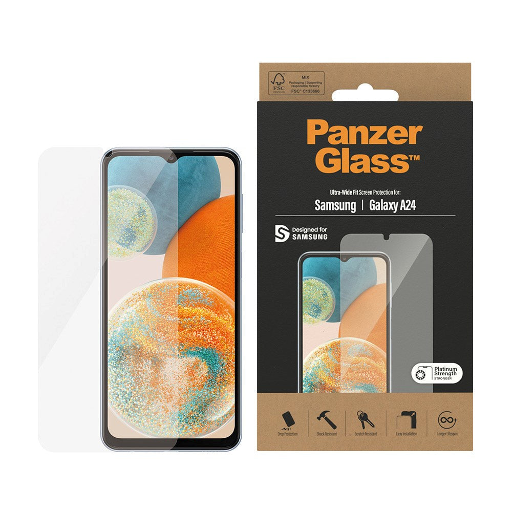 Samsung Galaxy A24 PanzerGlass Ultra Wide Fit Skärmskyddsglas - Platinum Strength - Genomskinligt