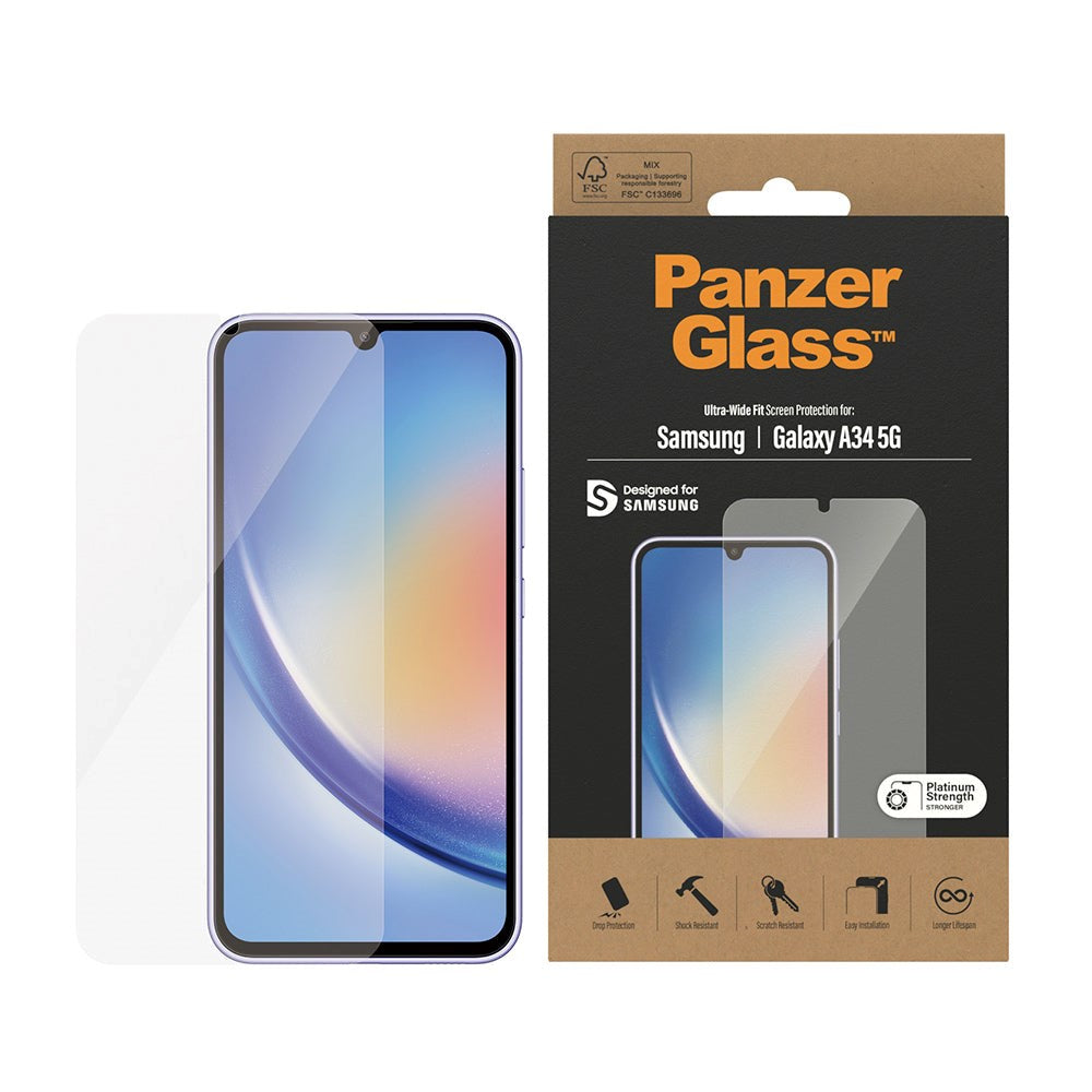 Samsung Galaxy A34 (5G) PanzerGlass Ultra Wide Fit Skärmskydd - Platinum Strength - Transparent