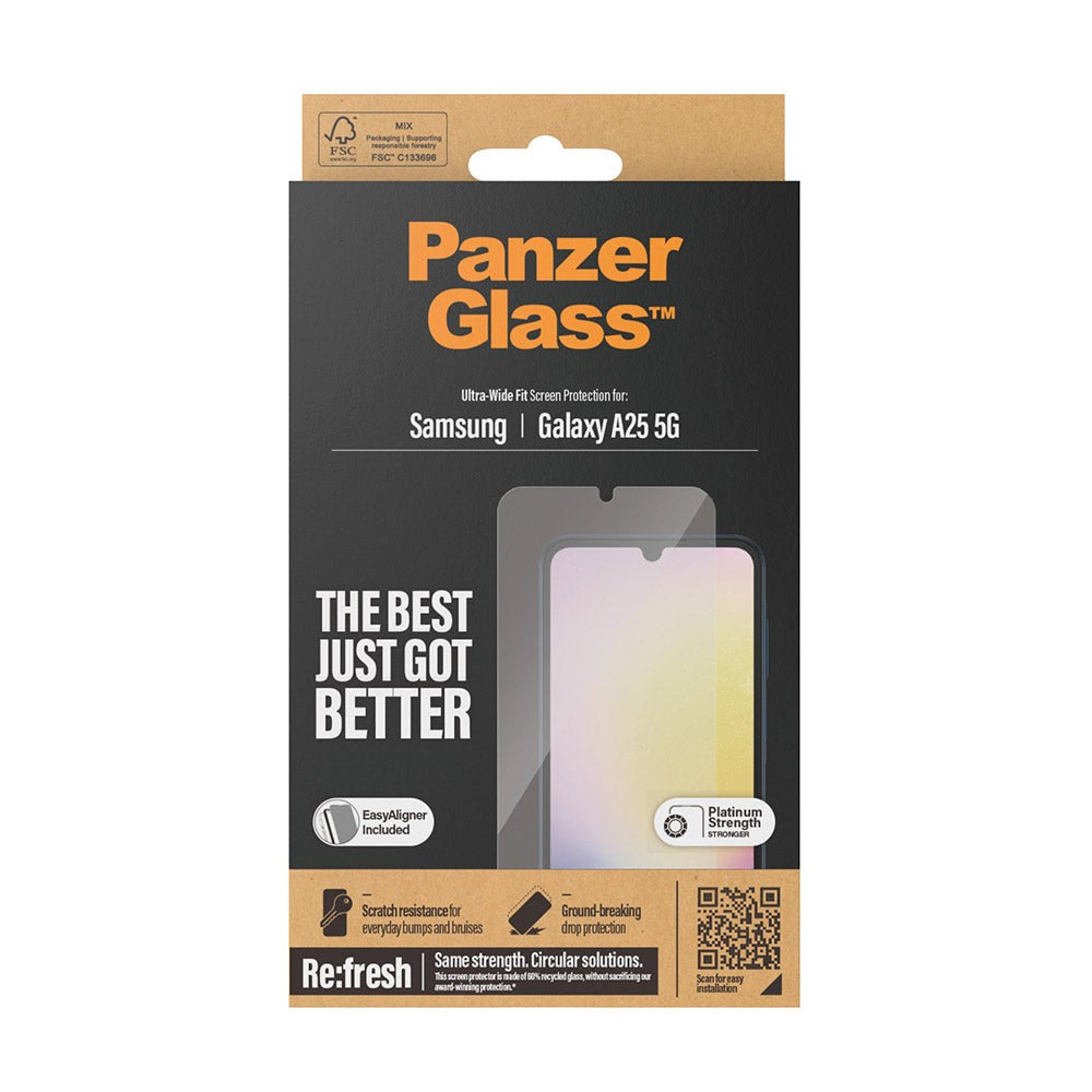 Samsung Galaxy A25 (5G) PanzerGlass Ultra Wide Fit Re:fresh Skärmskydd m. EasyAligner - Platinum Strength - Genomskinlig