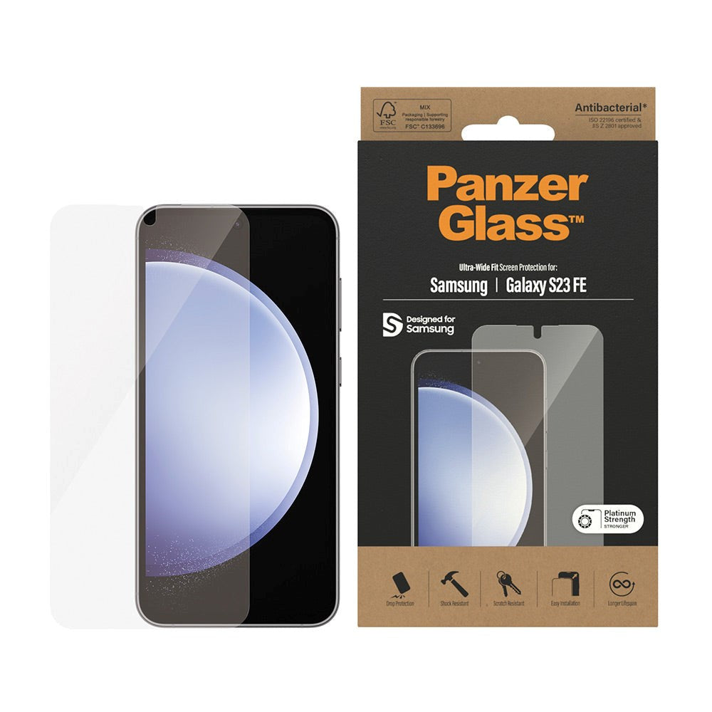 Samsung Galaxy S23 FE PanzerGlass Ultra Wide Fit Skärmskyddsglas - Platinum Strength - Genomskinlig