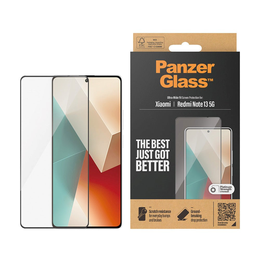 Xiaomi Redmi Note 13 (5G) PanzerGlass Ultra Wide Fit Skärmskyddsglas - Platinum Strength - Svart Kant